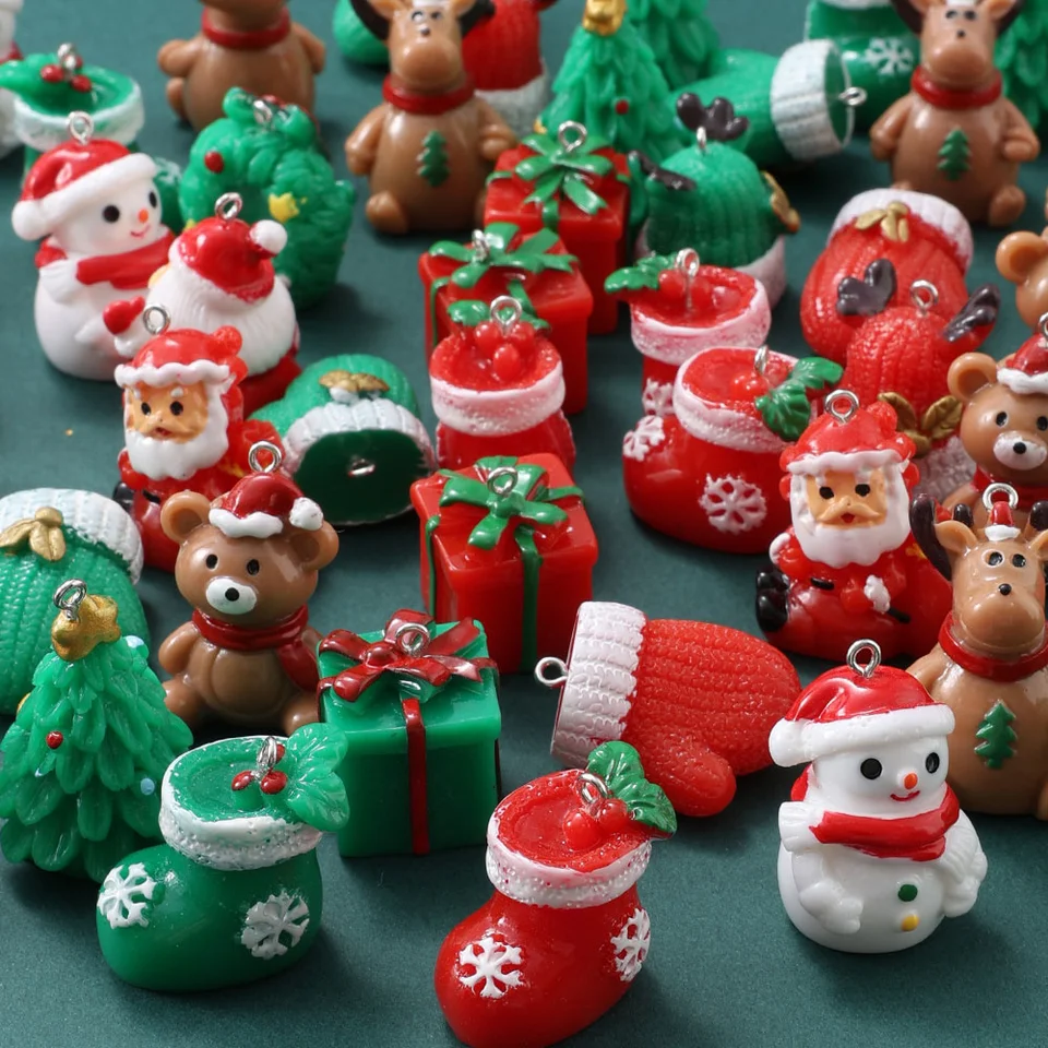 Chaussette 12 Mini Chaussettes De Noël Décoration - Père Noël, Renne, Bonhomme De Neige - 12x16cm Pour Arbre Deco Noel