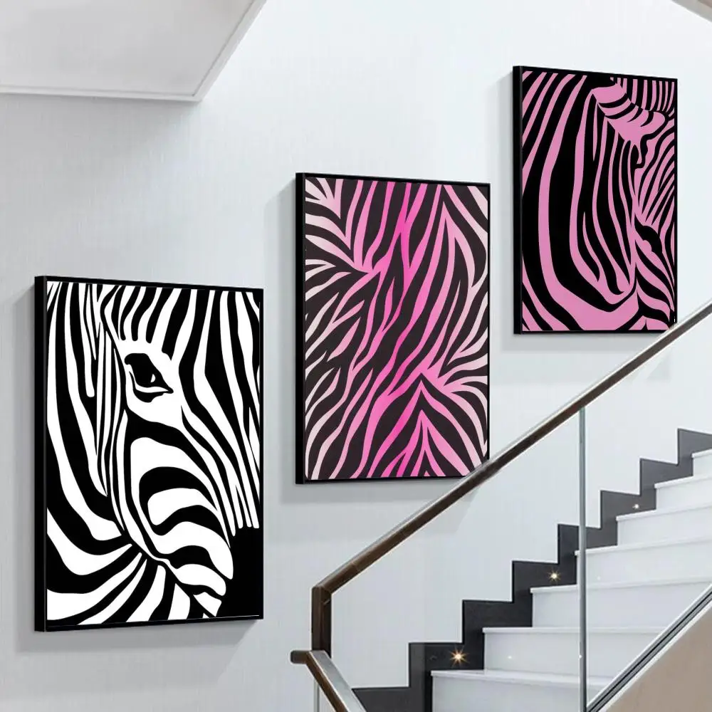 

Zebra pattern Poster Self-adhesive Art Poster Retro Kraft Paper Sticker DIY Room Bar Cafe Vintage Decorative Painting