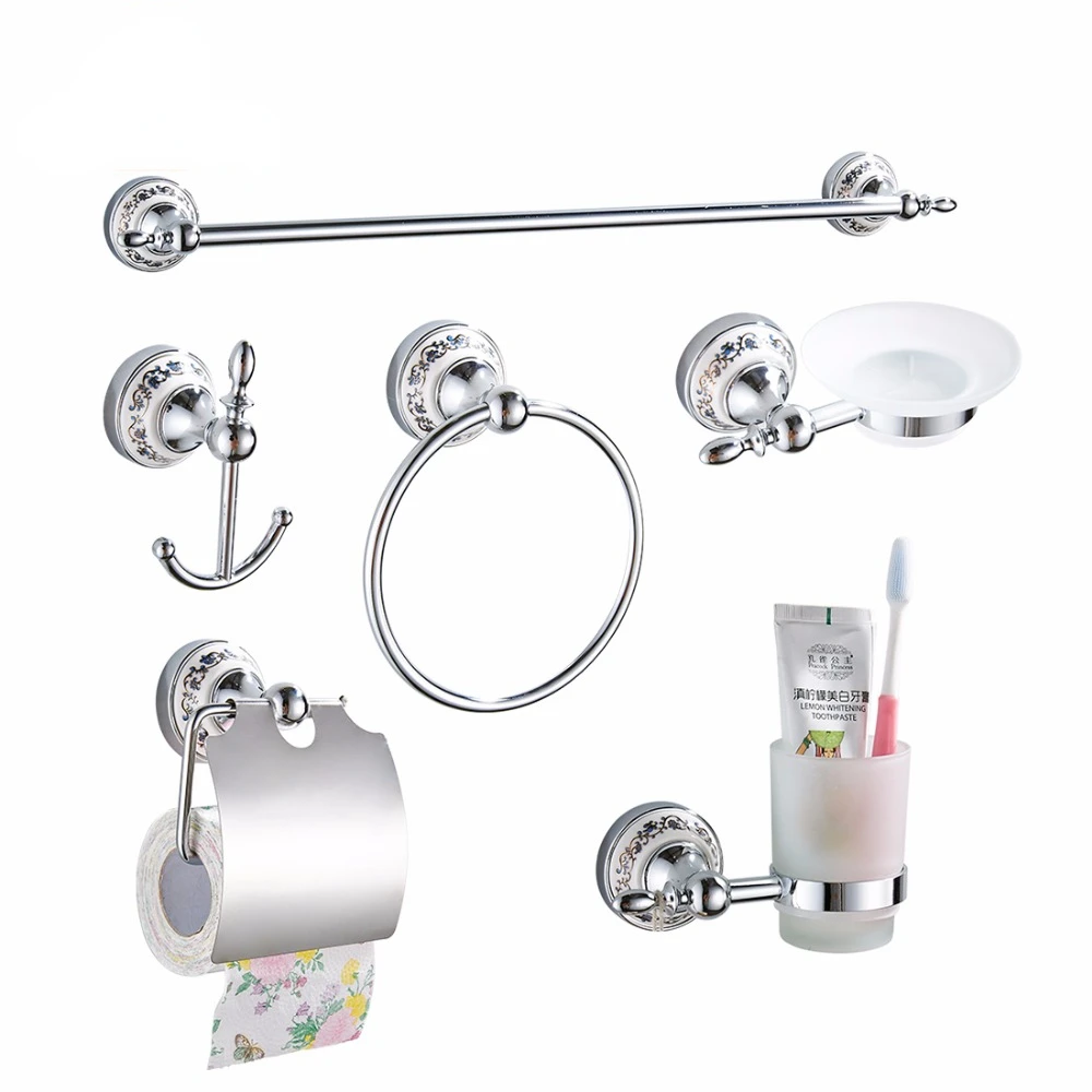 6-Teiliges Badezimmer-Zubehör, Einzel-Handtuchhalter, Bademantel, Papierhalter, Tasse, Seifenschale, Badezimmer-Hardware-Sets D1900
