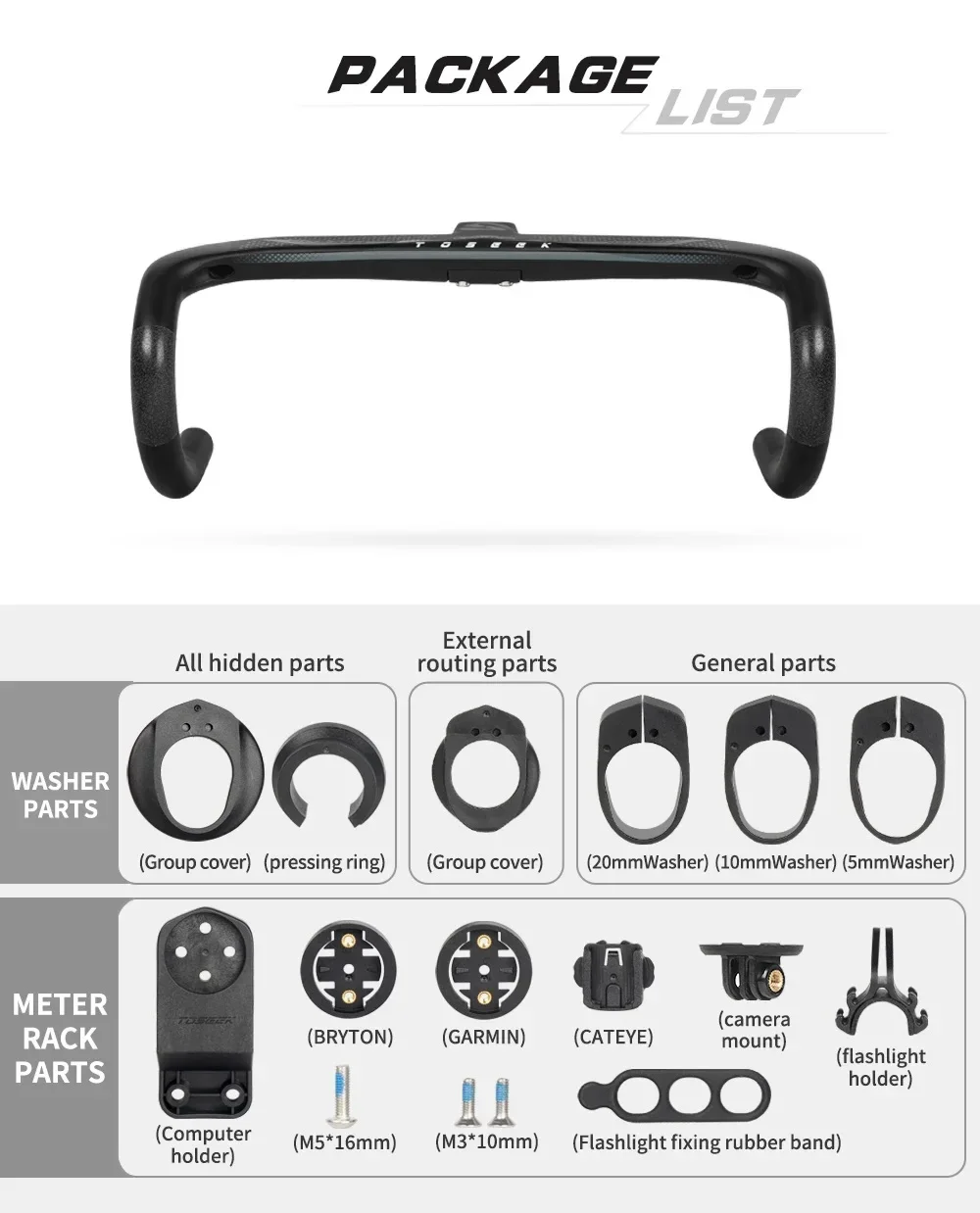 TOSEEK TR5500 T800 Carbon Fahrradlenker Rennrad Integrierter Lenker mit Fahrradcomputerhalterung Vollständig interne Kabelführung – Detail 16