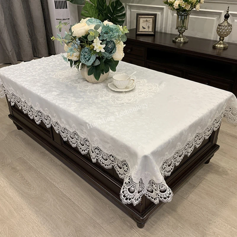 Table Cloth Rectangular Tablecloth Rectangle Tablecloth Luxury Embroidery Lace Table Cover Flower Elegant Hollow Out Table Cloth Towels Dining table decoration