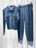Miyake Pleated Denim Suit Women's Spring Summer 2025 New Long-sleeved Short Coat High-waisted Casual Pants Fashion Two-piece Set 4