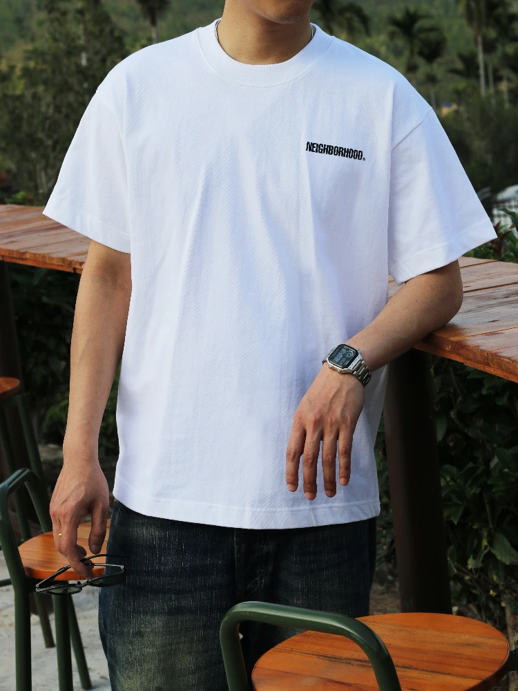 New Summer NBHD Trendy Brand Heavyweight Pure Cotton ort Sve Men's T-irt Loose Versatile Base Layer irt for All Seasons