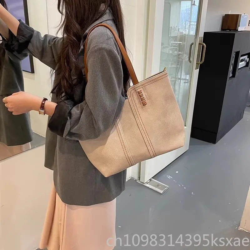 Borsa a Spalla da Donna con Manico Superiore, Grande Capacità, Stile Vintage Elegante, per Uso Quotidiano, Lavoro e Ufficio - immagine 3