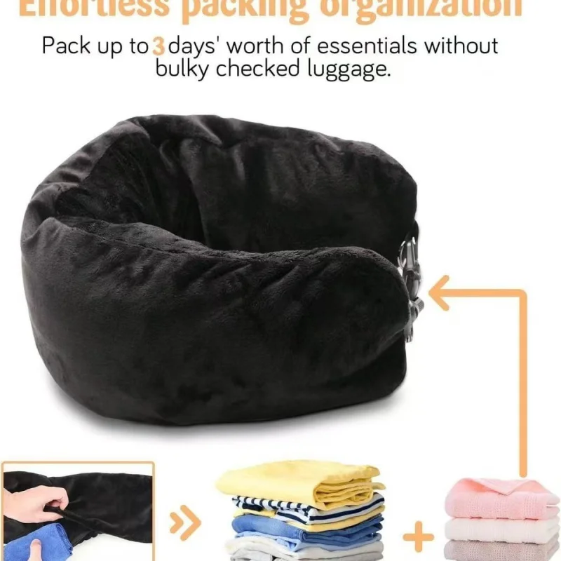 New Multifunctional Stuffed Travel Pillow Neck Protector Pillowcase Clothes Storage Soft Plush Luggage Accessory
