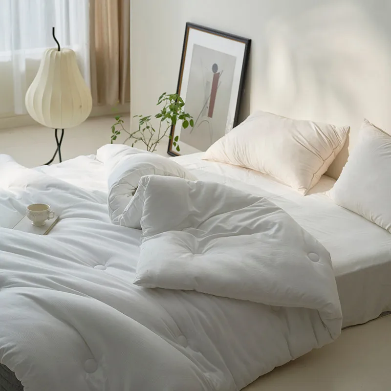 Solid Color Lightweight Quilted Cotton Comforters Twin Single Queen King Size Comfortable Soft Breathable All Season Duvet bed comforter