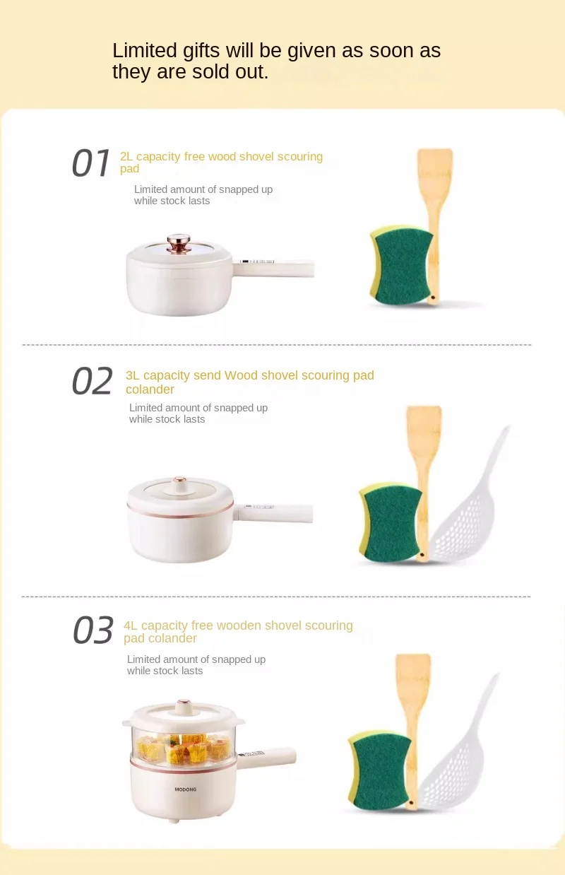 Description Picture 3 of item110V mini electric cooking pot household small multi-functional hot pot electric steamer rice cooker American small appliances