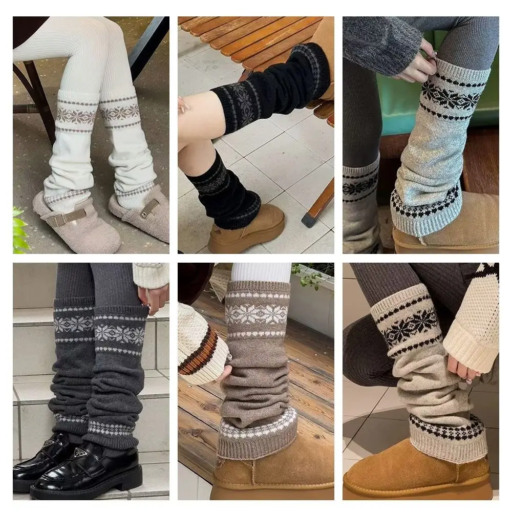 Casual Warm Leg Warmers Knitted JK Lolita Knee Socks 40cm Foot Cover Autumn Winter