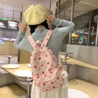 Strawberry Print Backpack Warterproof Nylon Women Anti-theft Shoulder Bag Large Capacity School Bag For Girls Travel Rucksack 1