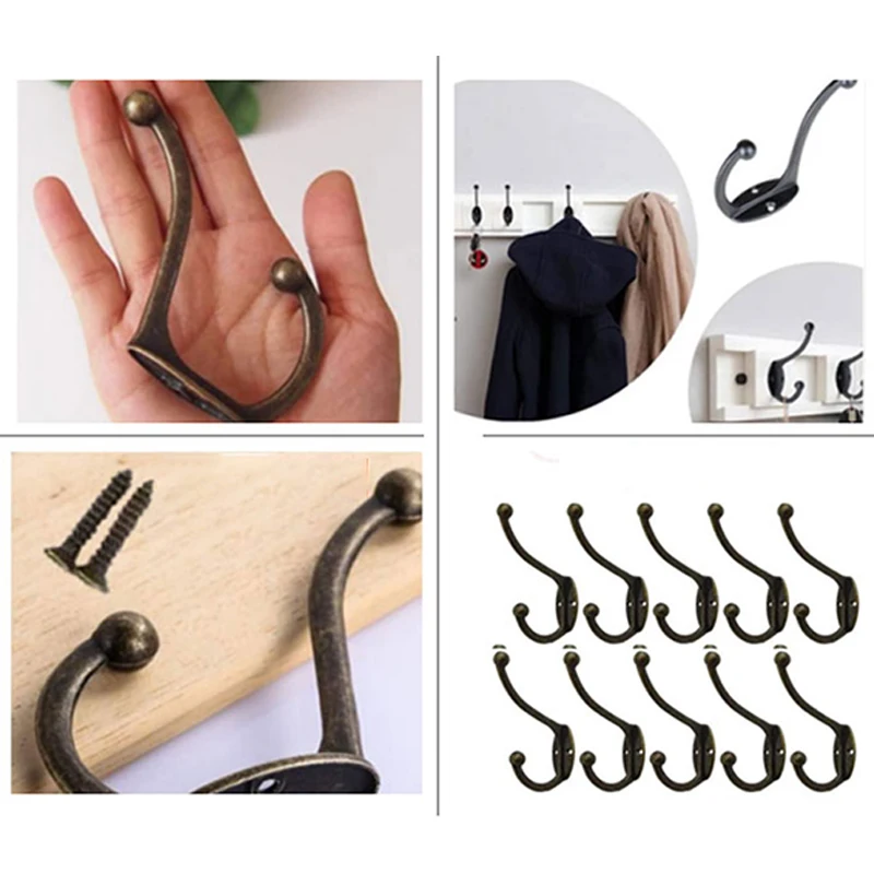Bronze Coat Hooks Wall Mounted Dual Rack