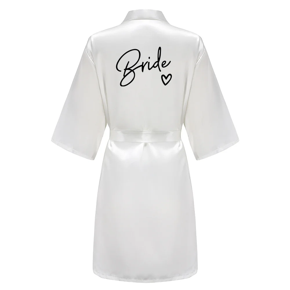 Wedding Party Team Black Letters Kimono Satin Pamas Bridesmaid Bathrobe Bride Robe bride robes,silk robe