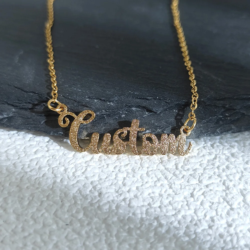 

Personalized Custom Name Pendant Necklace for Women Stainless Steel Customize Frosting Letter Nameplate O Chain Necklaces