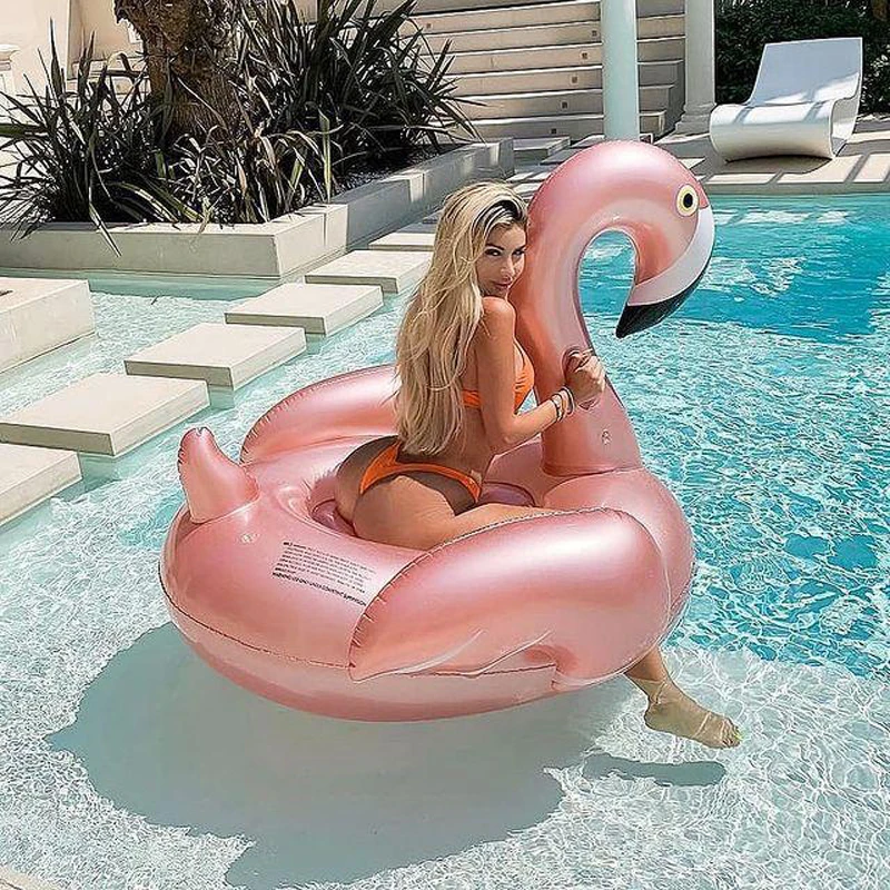 Inflatable Flamingo Swimming Pool Toy Float Summer Island Giant Ride on White Swan Swimming Lifebuoy Lounge Inflatable Pool Raft images - 6