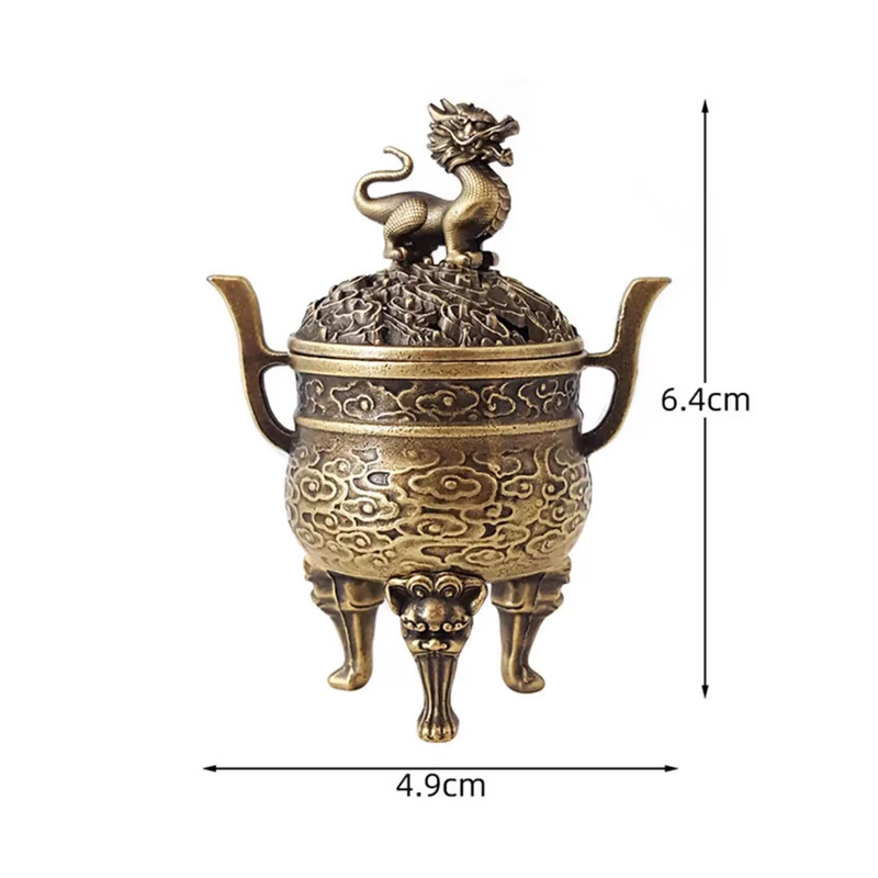 Creative Mini Aromatherapy Furnace, Home Indoor Zen Tea Ceremony Decor, Chinese Metal three legs Shape Small Incense Burner, 1Pc