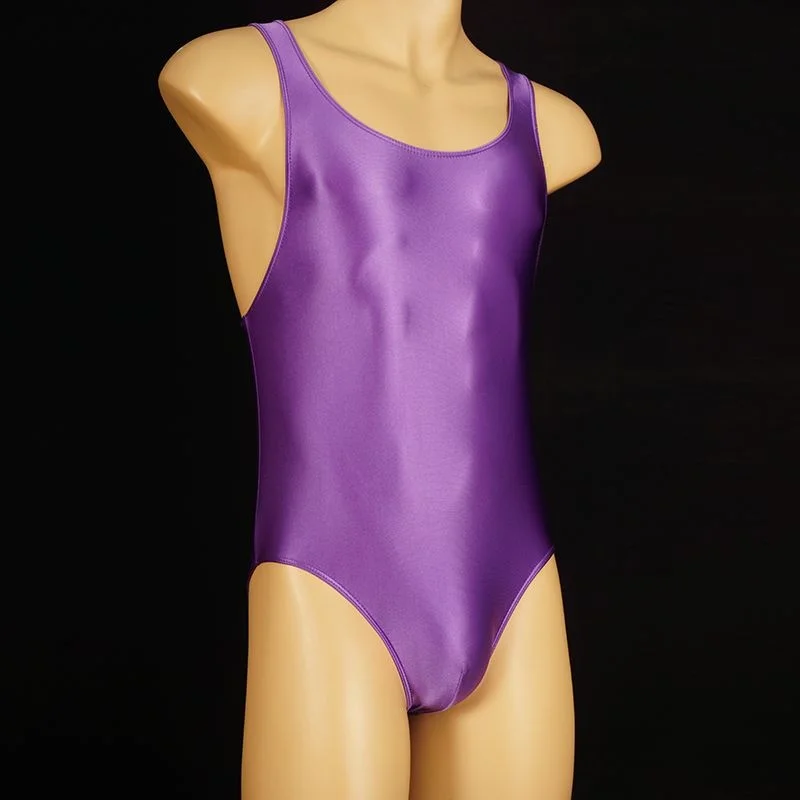 Glossy See Through Sexy Mens Bodysuit Undershirts One-piece Jumpsuit Romper Fitness Leotard Male Underwears