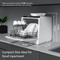 Dishwasher, 5 Washing Programs Portable Dishwasher With 5-Liter Built-in Water Tank For Glass Door 2