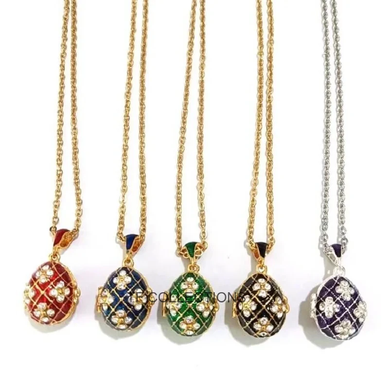 YAFFIL 2025 New Enamel Handmade Brass Vintage Egg Crystal Necklace That Can Be Opened As A Gift For A Woman Or Child 6
