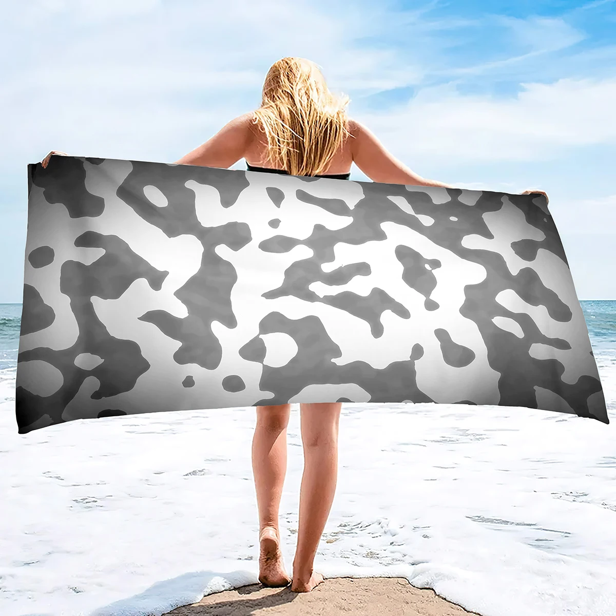 Serviette de plage camouflage anti sable grande taille douce_voghion.com