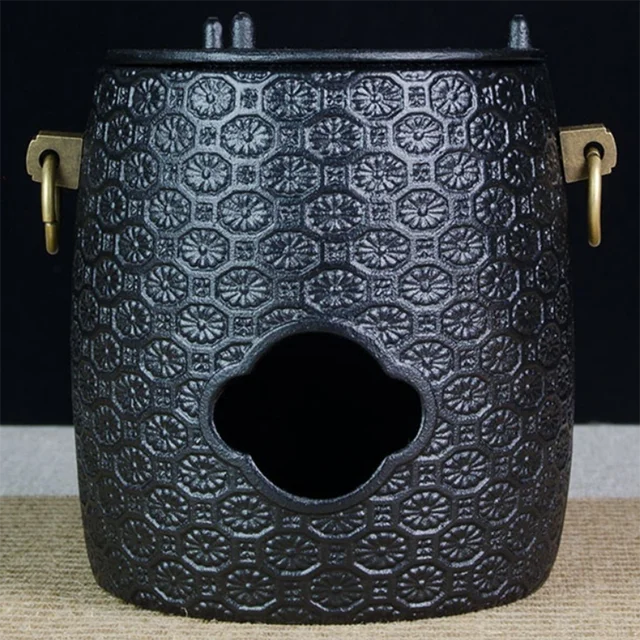 Fém Japán Szél Kályha Teáskanna Melegebb Tea Ceremónia Vintage Kézzel Készített Nagy Tűzmelegítő Kályhák Utazási Féle Urna - Image 3