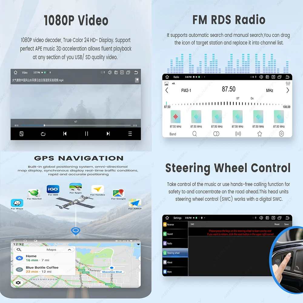 Sistema di Navigazione GPS Android MEKEDE per Mercedes Benz Classe B200, Sprinter W906, Viano Vito W639, Radio Auto con WIFI, Stereo e Carplay - Image 3