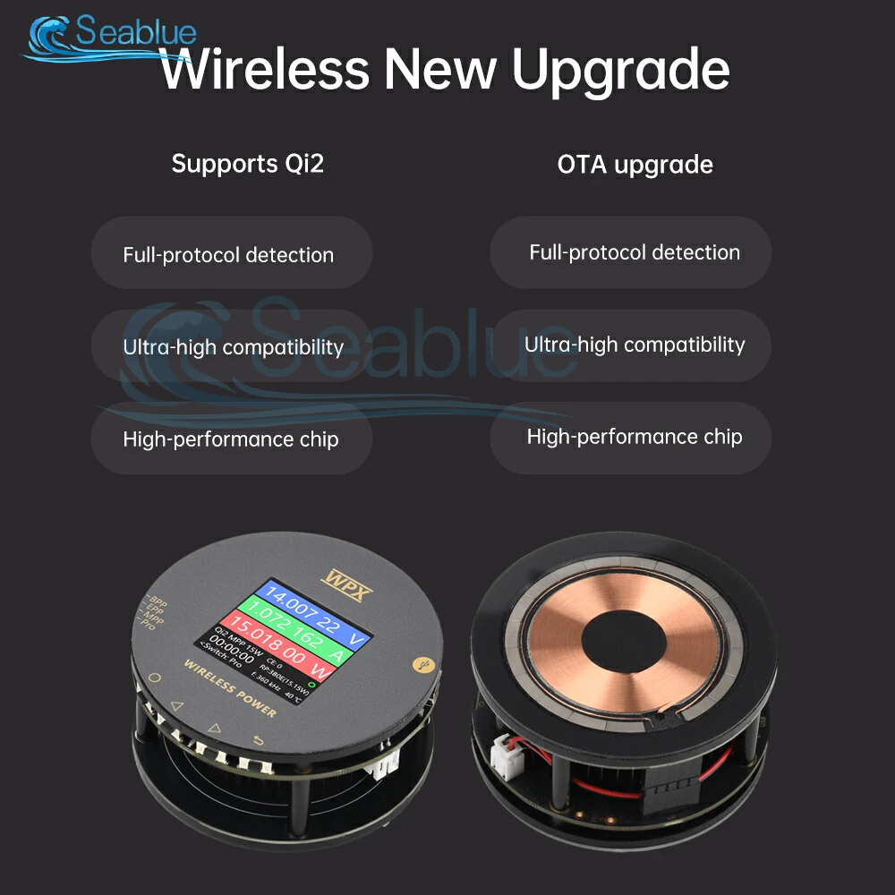 WPX-0001A 1.54 LCD 무선 충전기 테스터 Qi2/MPP 25W 고속 충전 전압/전류/전력계 Type-C 자기 전력 분석기