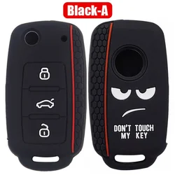 Premium Silicone Key Case - Don't Touch My Cover Design (Black - A)