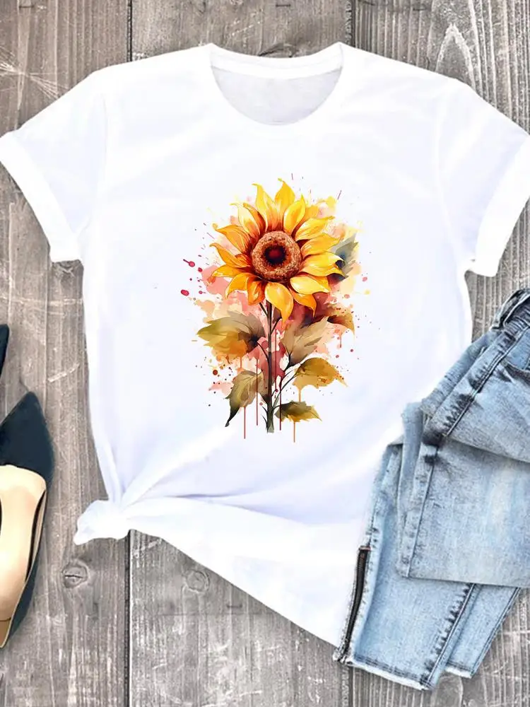 Women Clothing Trend Cute 90s Fashion White Tee Clothes Print Womens Casual Ladies Graphic T Short Sleeve O-neck T-shirts