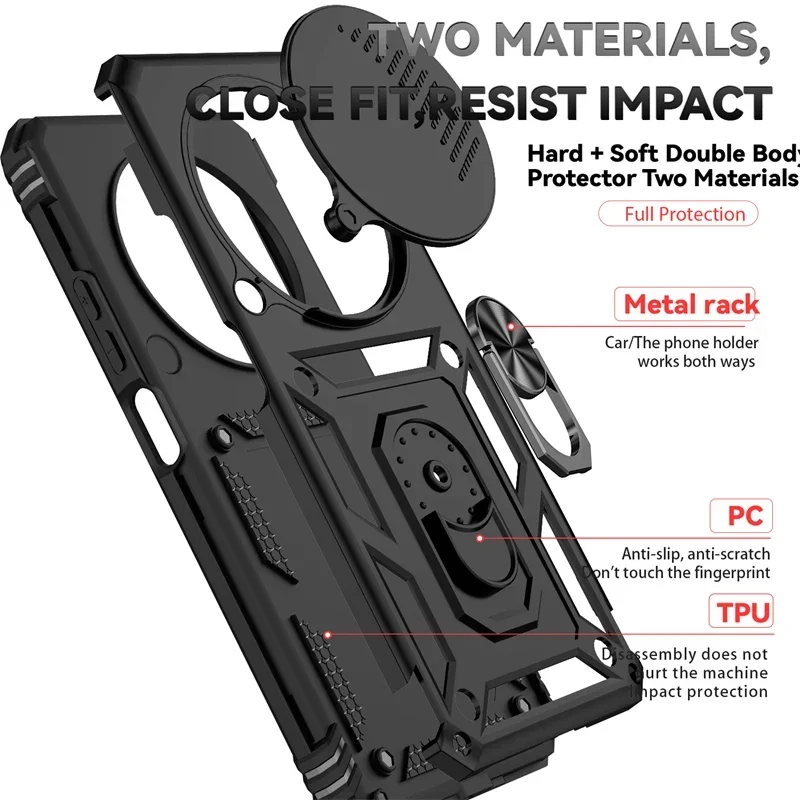 Armor Shockproof Slide Lens Cover with Magnet Car Holder Ring Case – Enhanced Protection