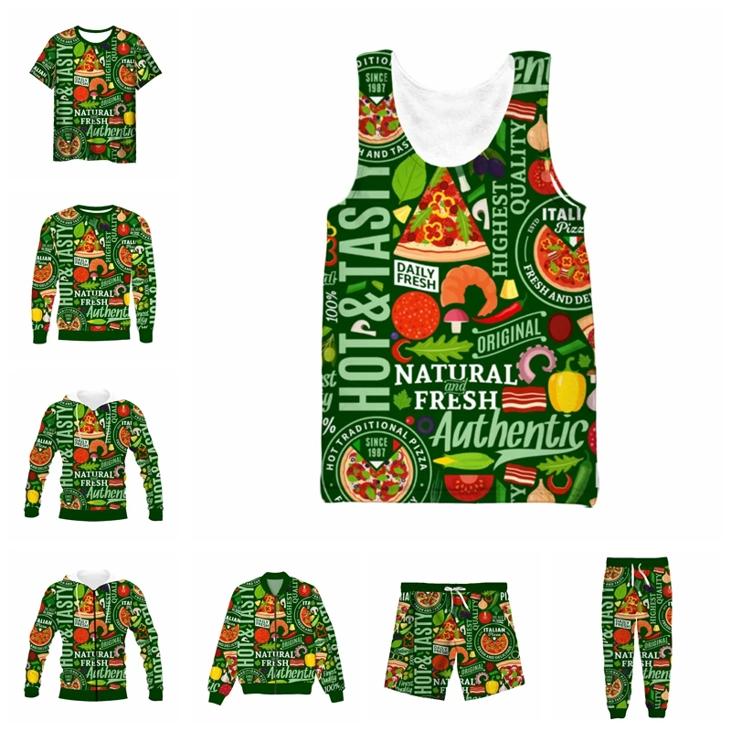 

vitinea New 3D Full Print Italian pizza T-shirt/Sweatshirt/Zip Hoodies/Thin Jacket/Pants Four Seasons Casual