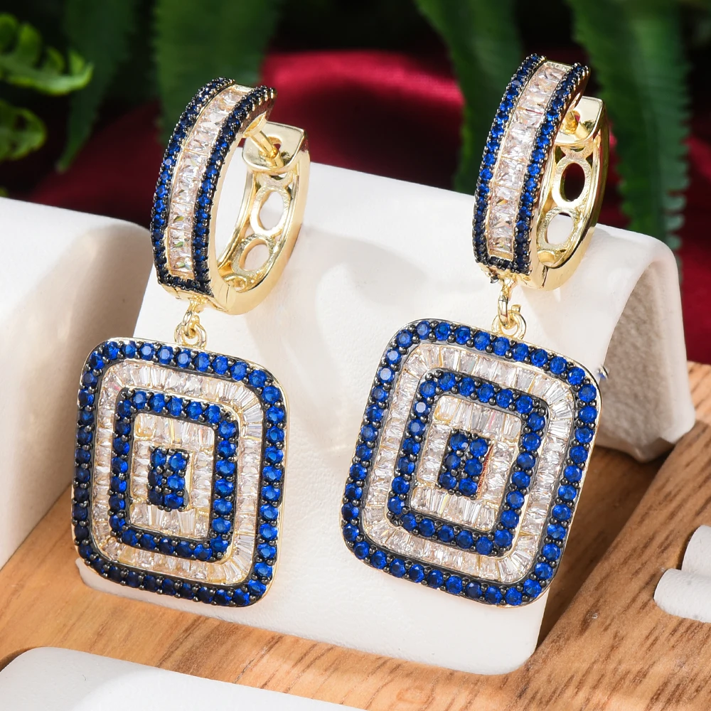 

Siscathy Luxury Square Hanging Earrings For Women Trend Cubic Zircon Piercing Earring Wedding Party Celebration Jewelry Female