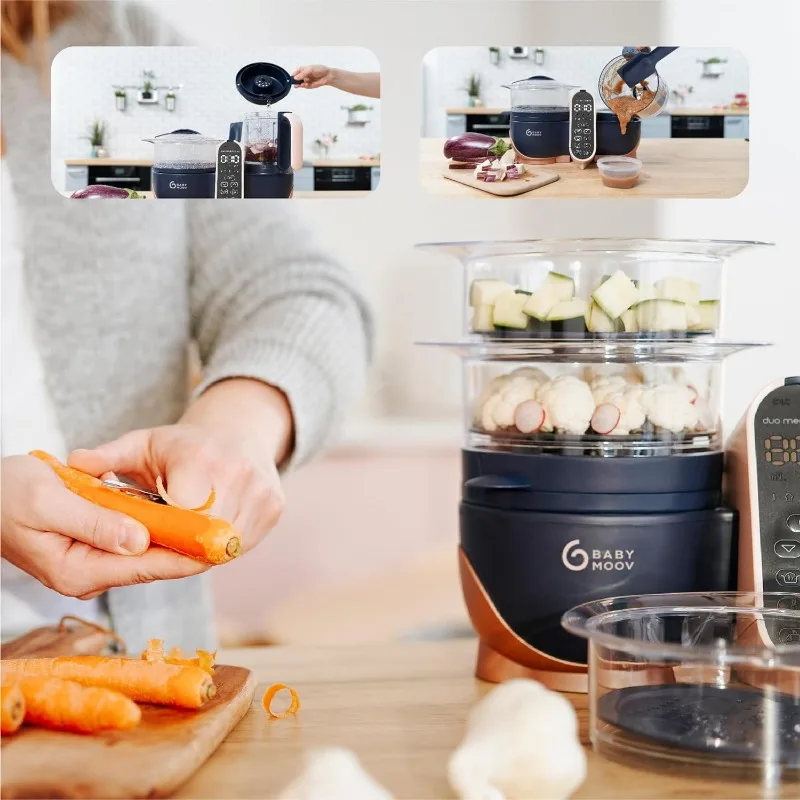 Babymoov Duo Meal Station XL, 6 in 1 Food Processor with Steamer, Multi-Speed Blender, Warmer, Defroster & Sterilizer, pink 6