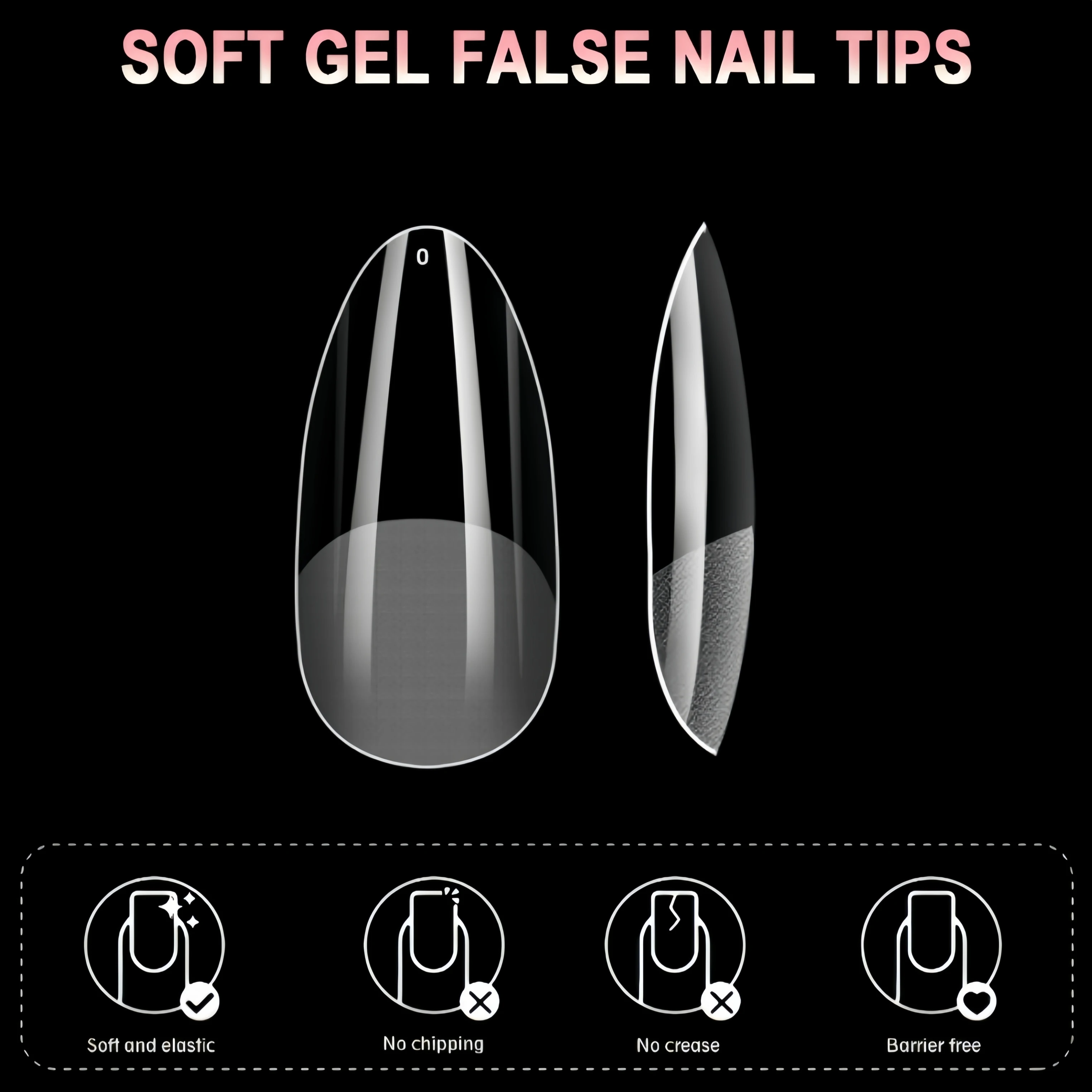 240개/박스 소프트 젤 네일 팁, 하프 매트 풀 커버리지 프레스온 네일 팁 미디엄 아몬드 인조 손톱