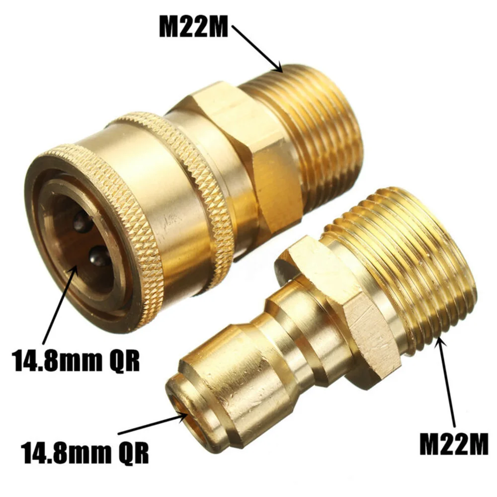 

Pressure Washer Connector Threaded Joint Quick Release 14.8mm 3/8\" Male To M22 Male Fitting Coupling Set High Quality