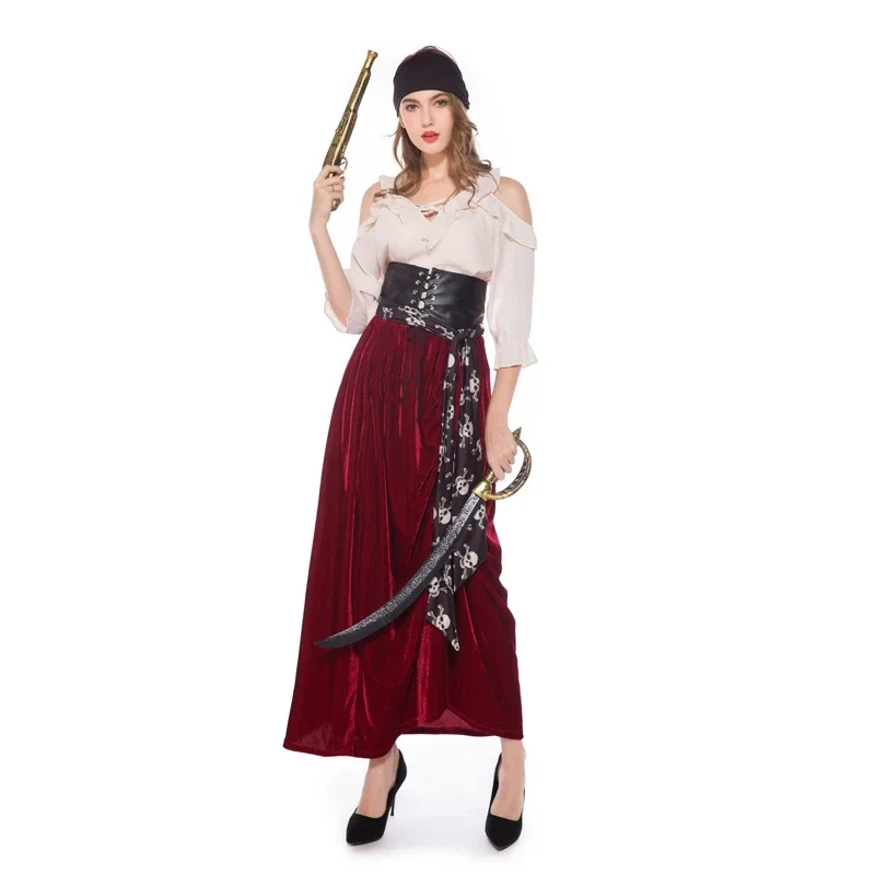 

Female Pirates Costume Halloween Cosplay Medoeval Gothic Fancy Dress