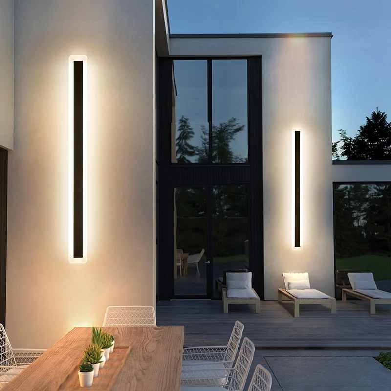 Modern Long Strip LED Outdoor Waterproof Wall Lamp Indoor Bedroom Aluminum Acrylic Wall Light Background Wall Sconce Fixture