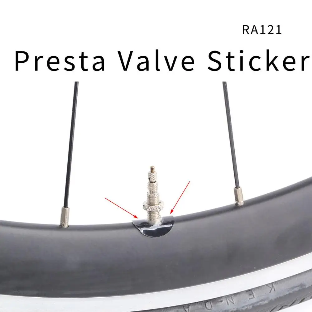 Bicycle Valve Sticker 20pcs Bicycle Presta Valve Sticker Mountain Road Bike Tube Tire Gasket Rim Protective Gas Air Nozzle Glue Pad