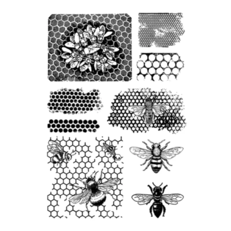 Background Theme Silicone Clear Stamps Watercolor Honeycomb Texture Transparent Rubber Seal Stamp For Decor Scrapbooking Journal,clear stamps clear rubber stamps