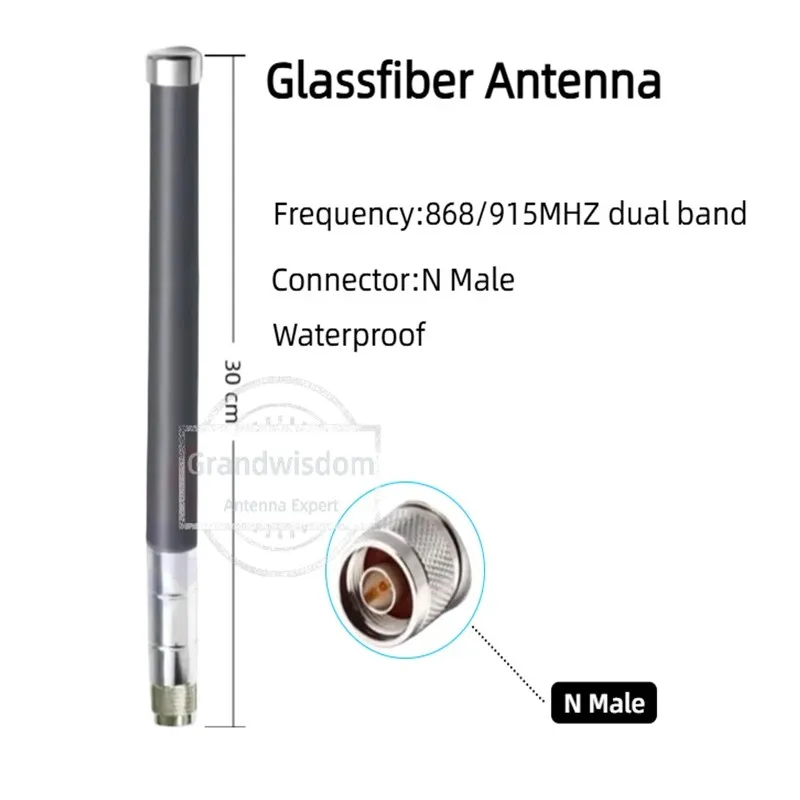유리섬유 안테나 868/915MHZ 듀얼 밴드 8dbi 게인 N 타입 수컷 30cm 방수 px1 - N 타입 암컷 케이블 (로라, 로라완, 가스, 연료, 실외용)
