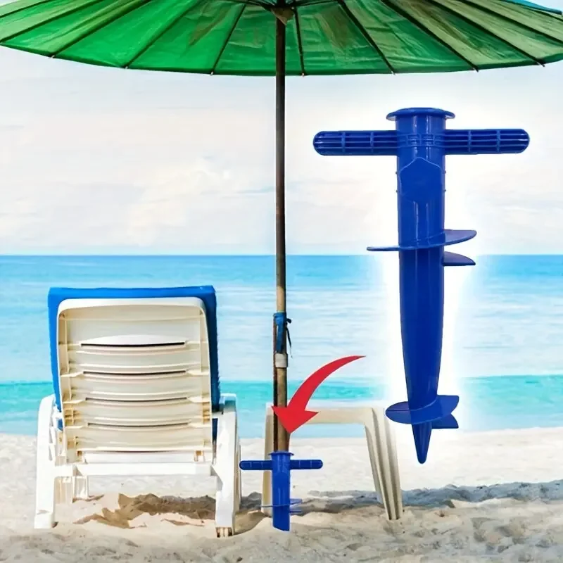Outdoor Umbrella Base Adjustable Plastic Sun Beach Patio Umbrella Sand Ground Fixing Tools Anchor Stand Spike Auger Keep Holder