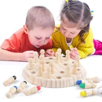 Wooden Color Memory Chess Kids Chessboard Game Toddler Puzzles Brain Memory Exercise Focus Training Montessori Educational Toys 2