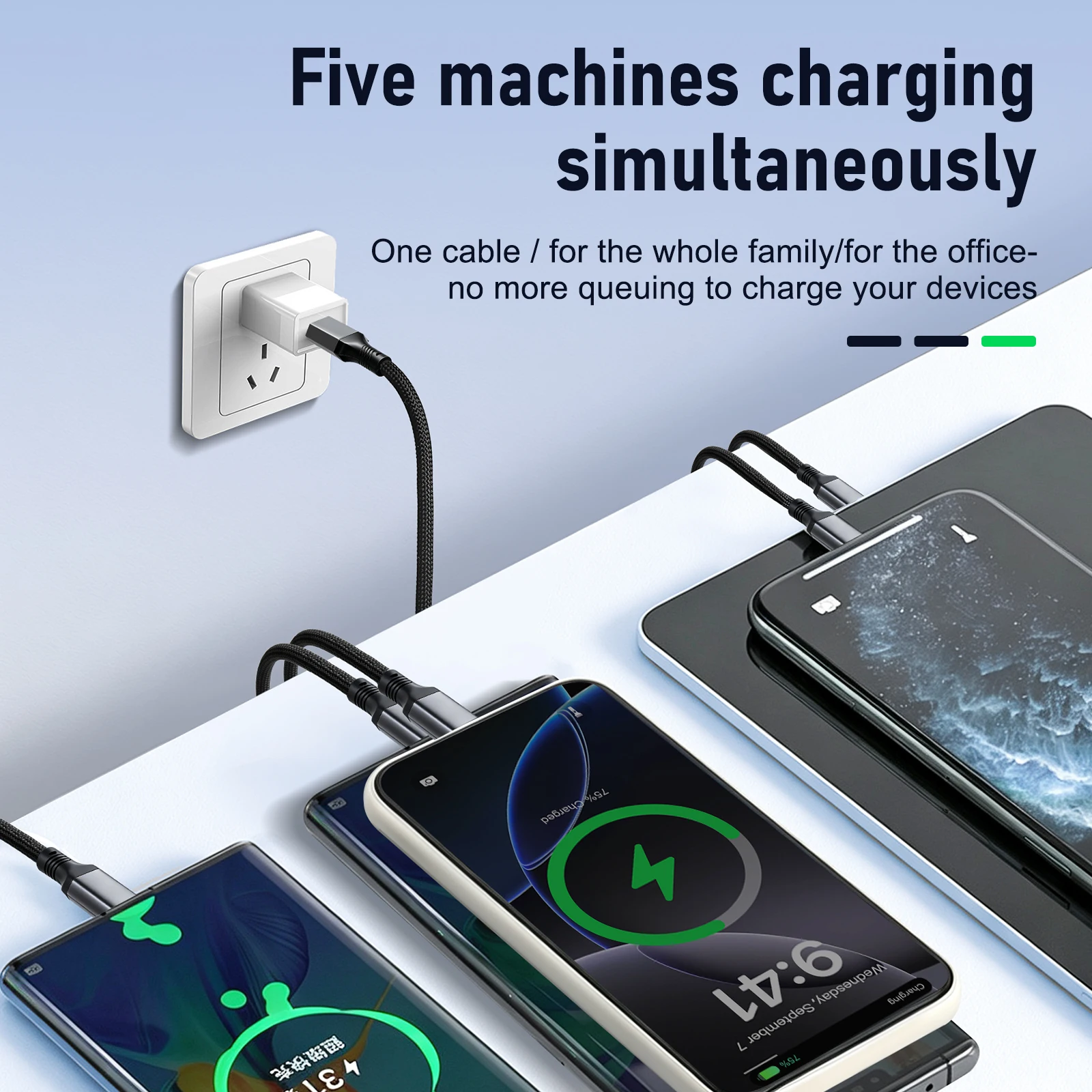 Universal 3-in-1 USB C Multi Fast Charging Cable with Multiple Connectors