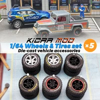 1/64 KicarMod 14mm All terrain Wheels Printed Characters Rubber Tire for Diecast Cars Hot Wheels Hobby Modified Parts 5 set/pack 1