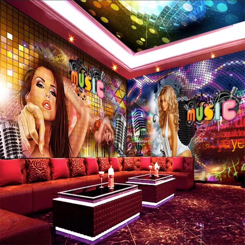 

Настенная бумага KTV на заказ, домашнее украшение, сексуальный тематический фон, поющий зал, бар, настенная наклейка, искусство, 3D обои