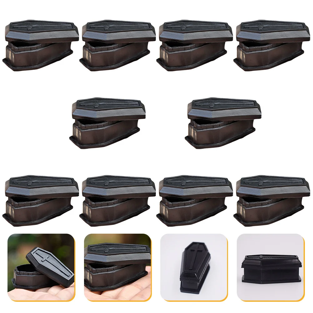 

20pcs/10pcs Mini Coffin Boxes Figurines Halloween Candy Box Decoration Black Coffin Model Coffin Tricky Props 5.5x2.7x2.3cm