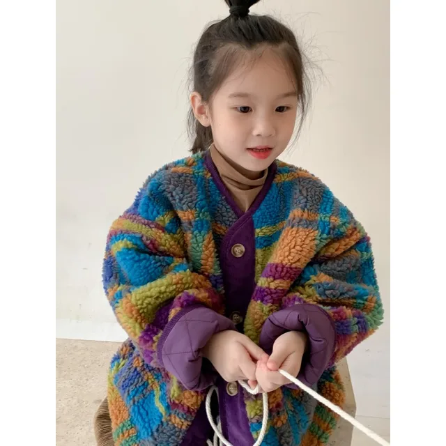 어린이 의류 2023 겨울 소녀 한국 스타일 모직 코트