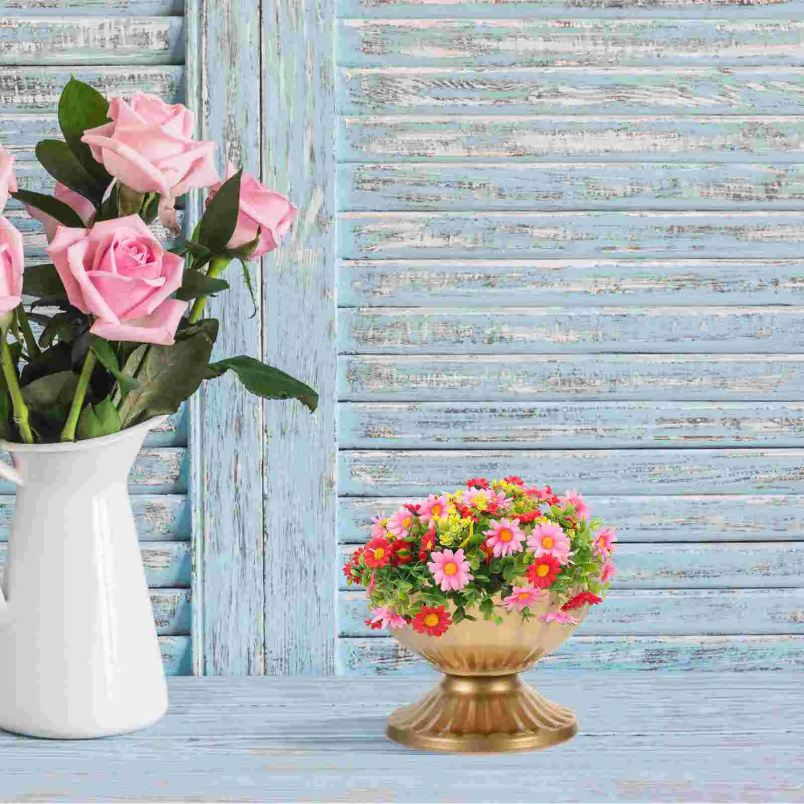 

Vase European Style Flower Pot Centerpiece Table Flowers Desktop Small Metal Vintage Wedding Office