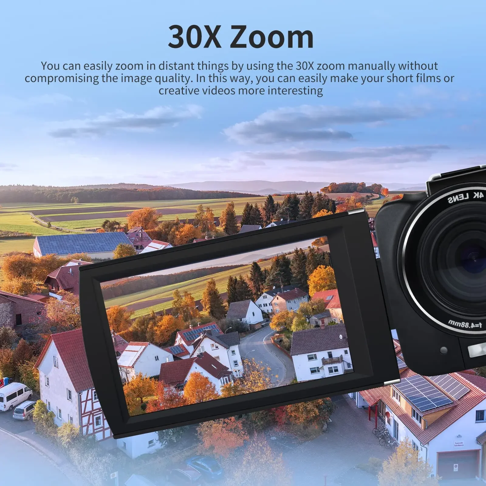 오르도 AX10 4K 캠코더 카메라 전문가용 30MP 60FPS 30배 디지털 줌 카메라 브이로그 IR 야간 투시경 WiFi 유튜브 영상 촬영