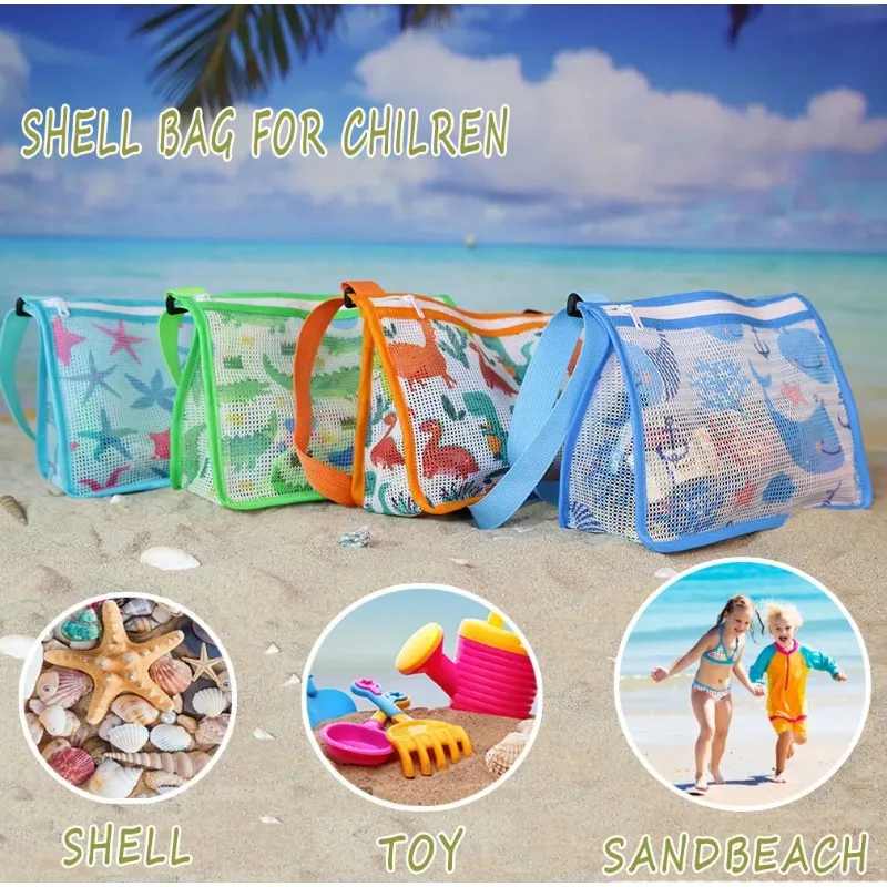 Outdoor Beach Mesh Bag Children Sand Away Kids Swimming Toys Clothes Eco Storage Sundries Organizers Backpack Women Makeup Bags