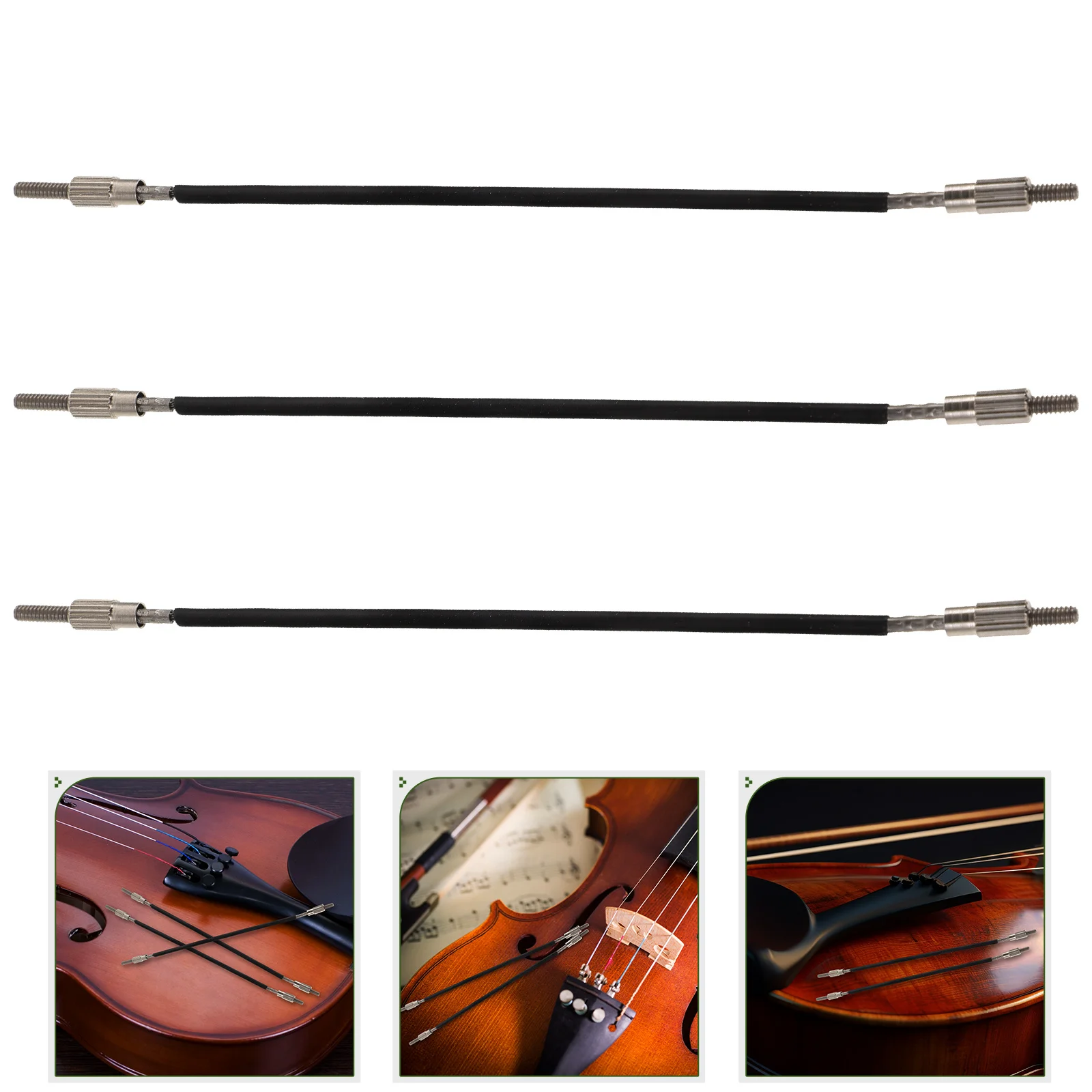 

3 Pcs Violin Tail Rope Strings Gut Accessories Tailpiece End Steel Wire Tailgut 4/4 Kit