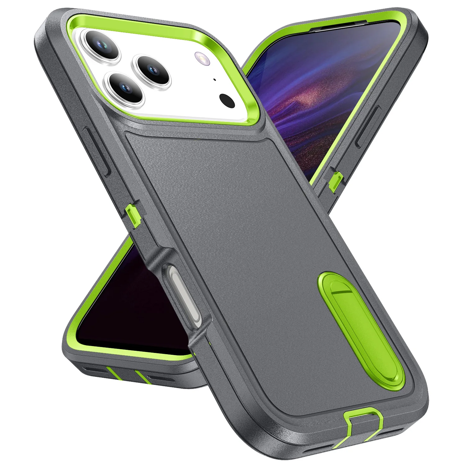 Ultimate 3-in-1 Hybrid Military-Grade Anti-Shock Phone Case with Hard Holder